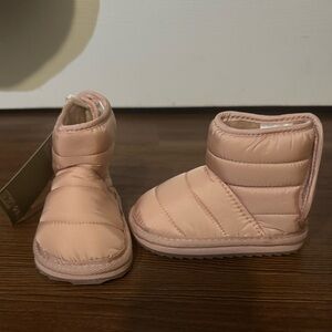 H&M Kids Boots Blush Pink Puffer With Faux Fur Lining